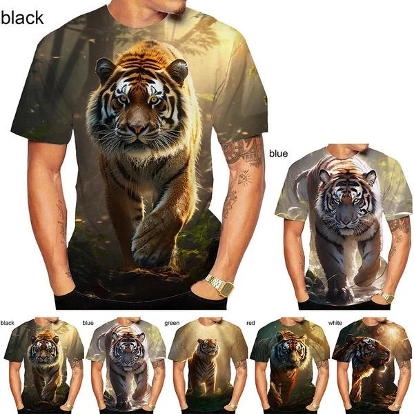 

Fashion Top Men's and Women's Round Neck T-shirt New Fashion 3D Printing Tiger Pattern Short Sleeved Street Style Unisex