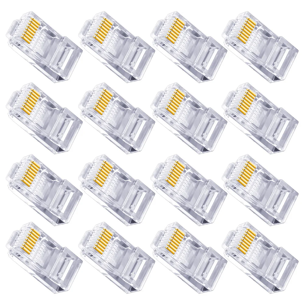 

100Pcs Ethernet Cable Crimp Connector Transparent Pc Reinforced Clip Network Plug for Cat6a Laptop Router