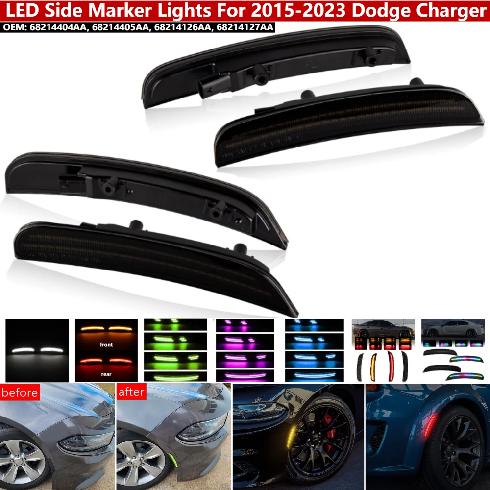 

Комплект из 4 светодиодных боковых габаритных фонарей для переднего и заднего бампера Dodge Charger 2015-2023