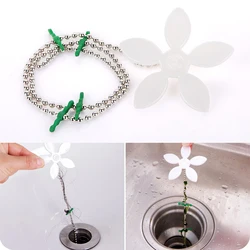 Sewer Hair Cleaner Small Flower Chain Kitchen Sink Pipe Cleaning Hook Bathroom Item Anti-blocking Drain Installation