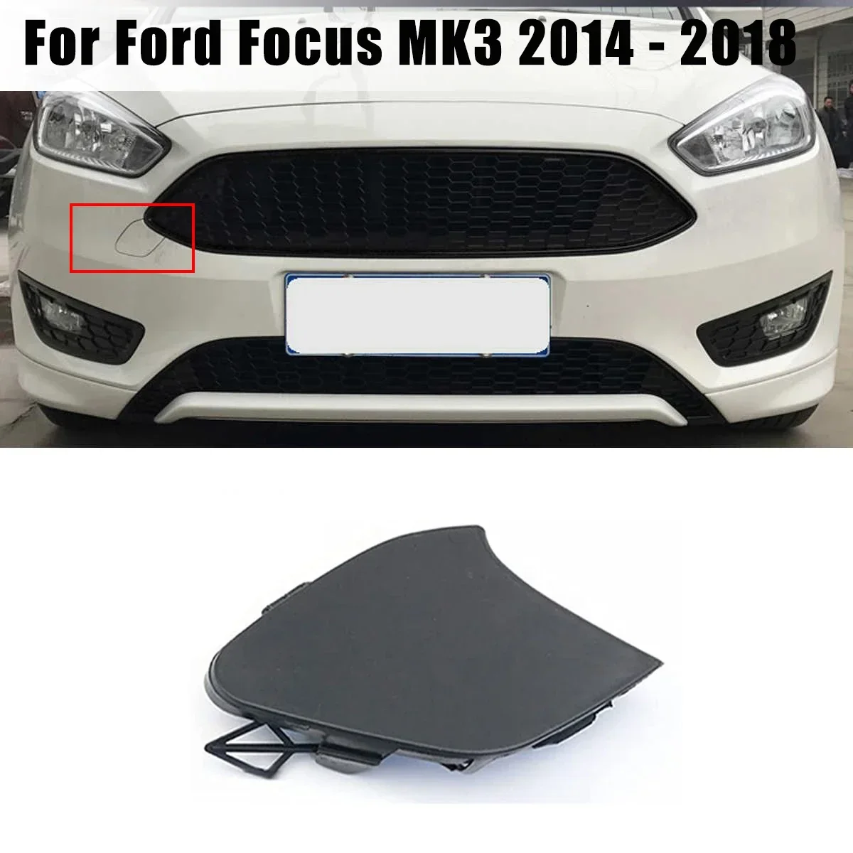 Tutup mata kait derek Bumper depan mobil untuk FORD FOCUS MK3 2014 2015 2016 2017 2018 ABS penutup Trailer depan