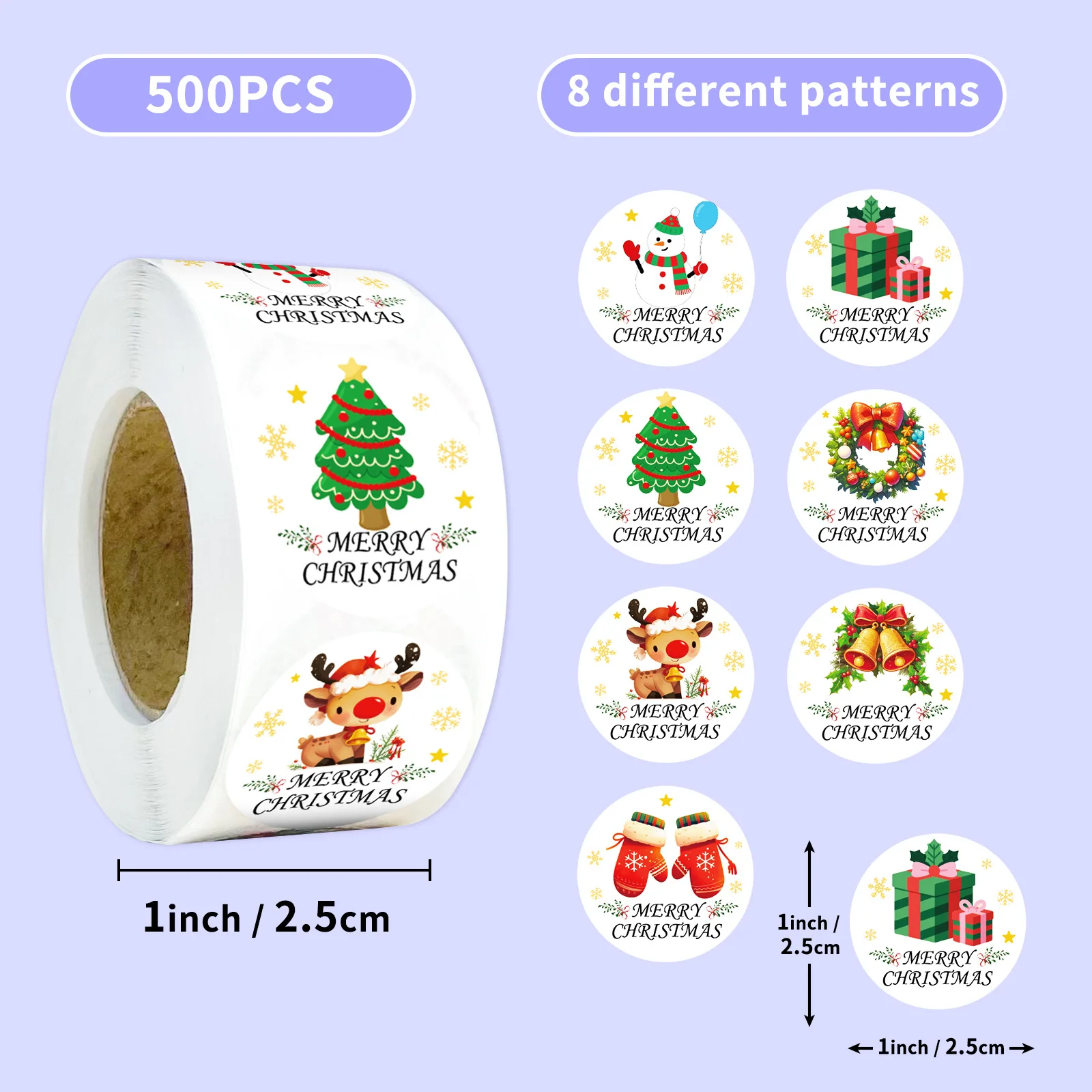 500Pcs Christmas Stickers Holiday Cartoon Decals Multi Purpose DIY Supplies for Scrapbooking Journal Craft Decoration