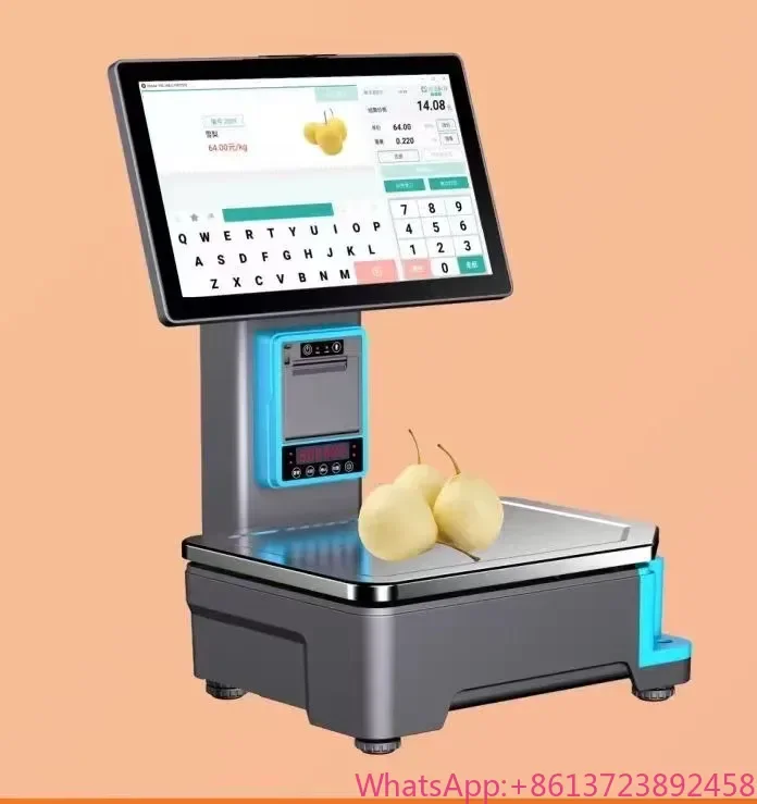 

15/30KG High Precision Barcode Label Scale, Touch Screen AI Weighing Barcode Label Printing, 1g Accuracy