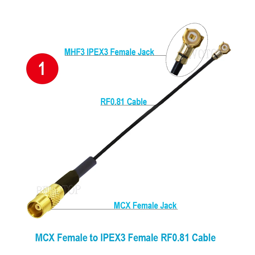 1pcs MCX Male/Female Right Angle Plug to  3 3 Female Jack RF0.81 Cable Adapter Pigtail Antenna Coaxial Extension Cable