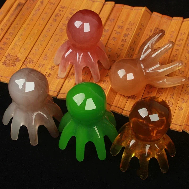 Sisir Pijat Kulit Kepala Resin Gurita Alat Pengikis Meridian Akupunktur SPA Gua Sha untuk Menghilangkan Kelelahan Perawatan Kesehatan Mandi