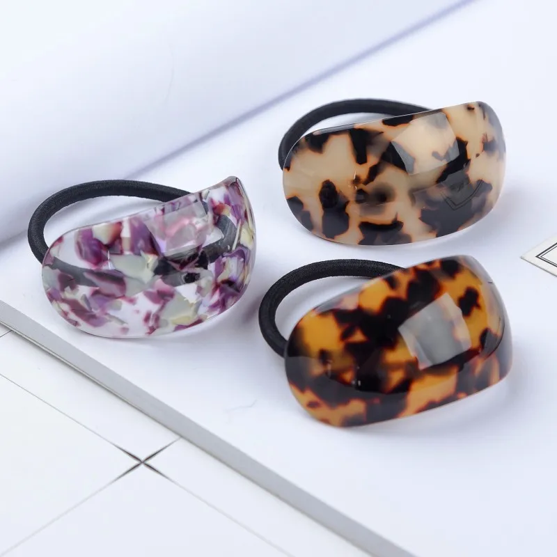 Nowe modne gumki do włosów z octanu celulozy dla dziewcząt i kobiet, biało-niebieskie elastyczne gumki do włosów do kucyków.