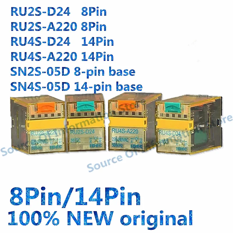 

5PCS Intermediate Relay RU2S-D24 RU2S-A220 RU4S-D24 AC220V DC24V SN2S-05D 8Pin/14Pin