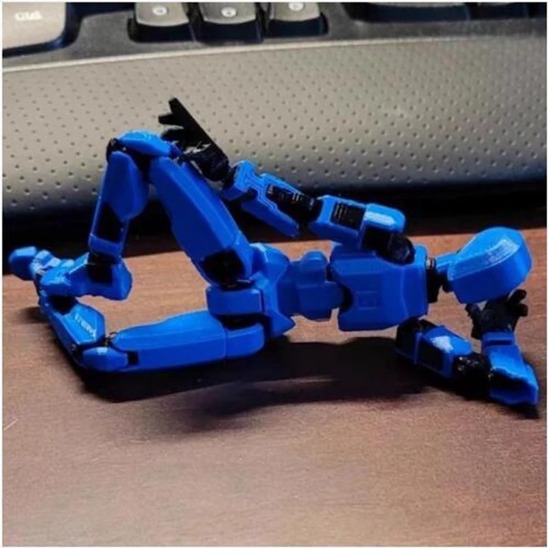 Robot Action Figure, 3D Printed with Full Articulation for Stop Motion Animation Blue