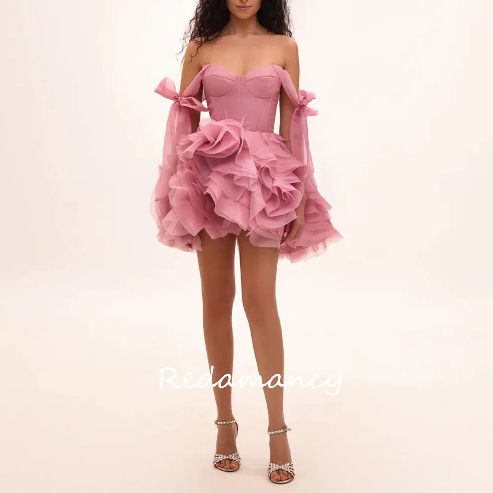 Redamancy Pink Sweetheart Chiffon A-LINE Homecoming Dresses 2024 Backless Slim Above Knee vestidos de novia Party Dress