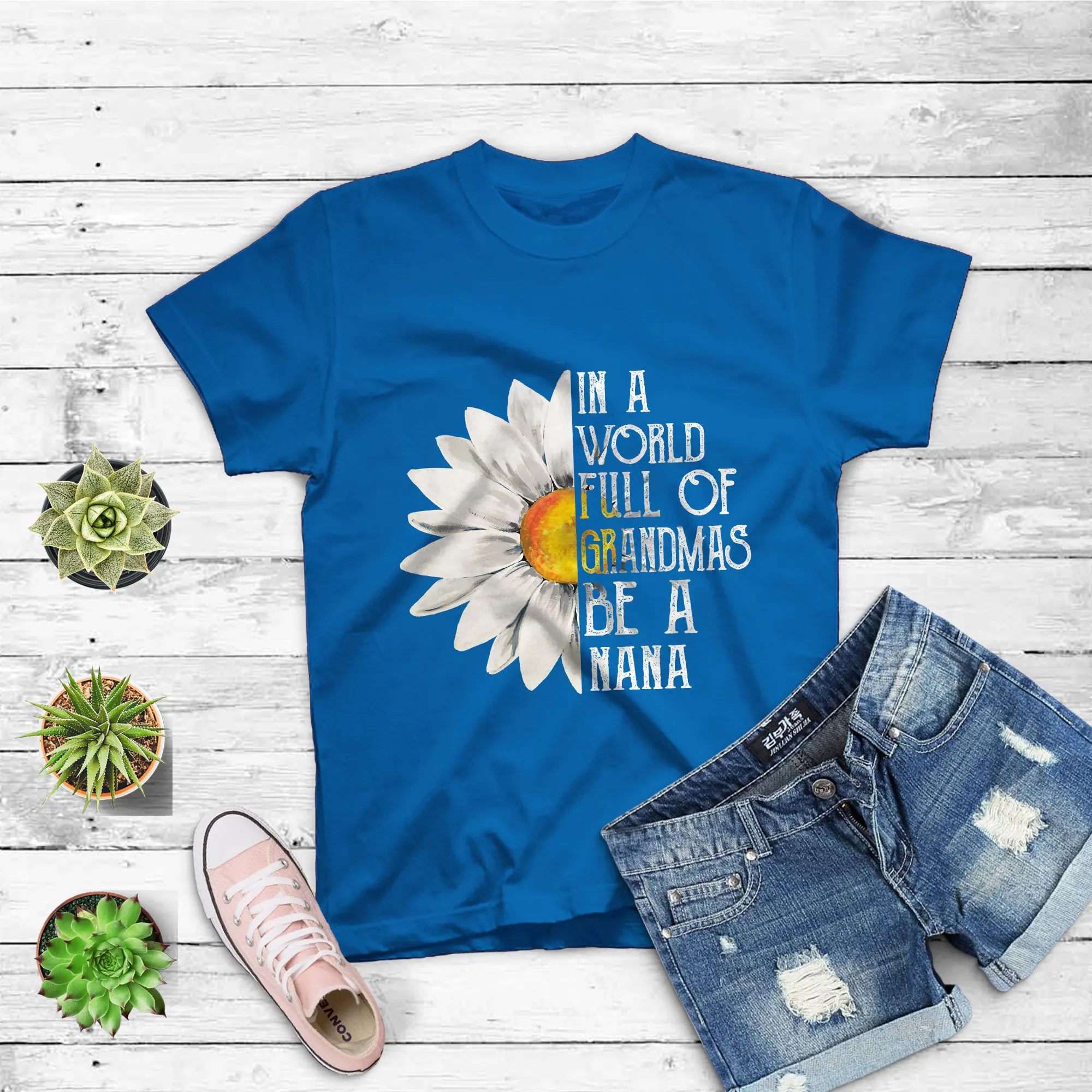 In A World Full Of Grandmas Be Nana Purple Anemone Flower T Shirt