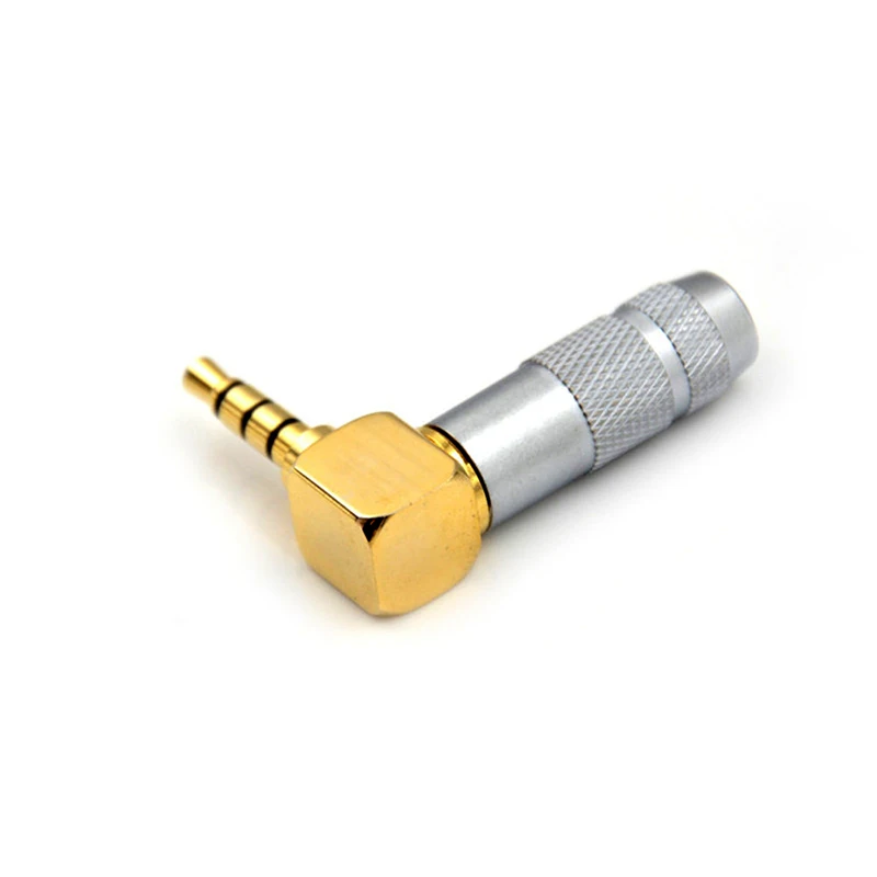 New 4 Pole Male Plug 3.5mm Angled Audio Connector Silver Stereo 3.5mm 4 Pole 90 Degree Repair Headphone Jack Plug Cable Solder