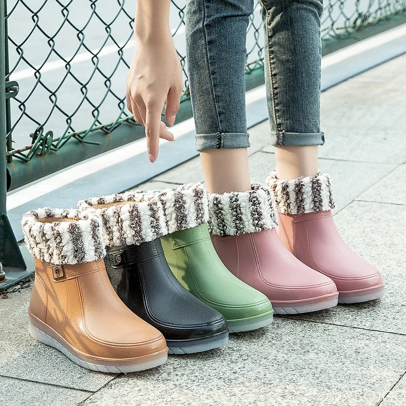 

Summer Korean Wear Ladies Rain Boots Rubber Shoes Women Short Tube Waterproof Shoes Non-slip Work Rubber Rain Boots Kitchen