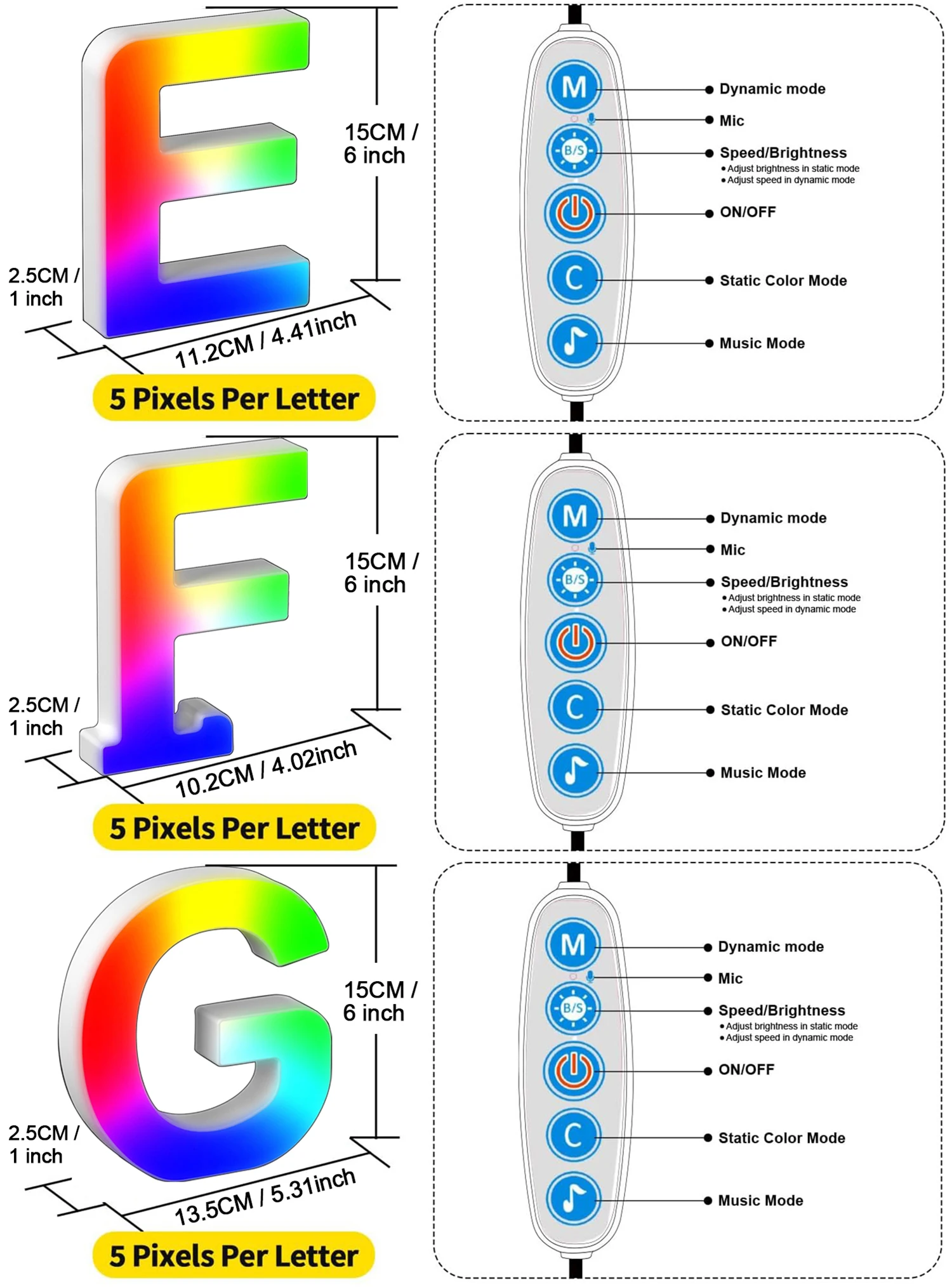 1PC Smart LED Letter Light - DIY RGB Marquee App Control Music Sync Indoor Sign Game Holiday Party Wedding Graduation Season A-Z
