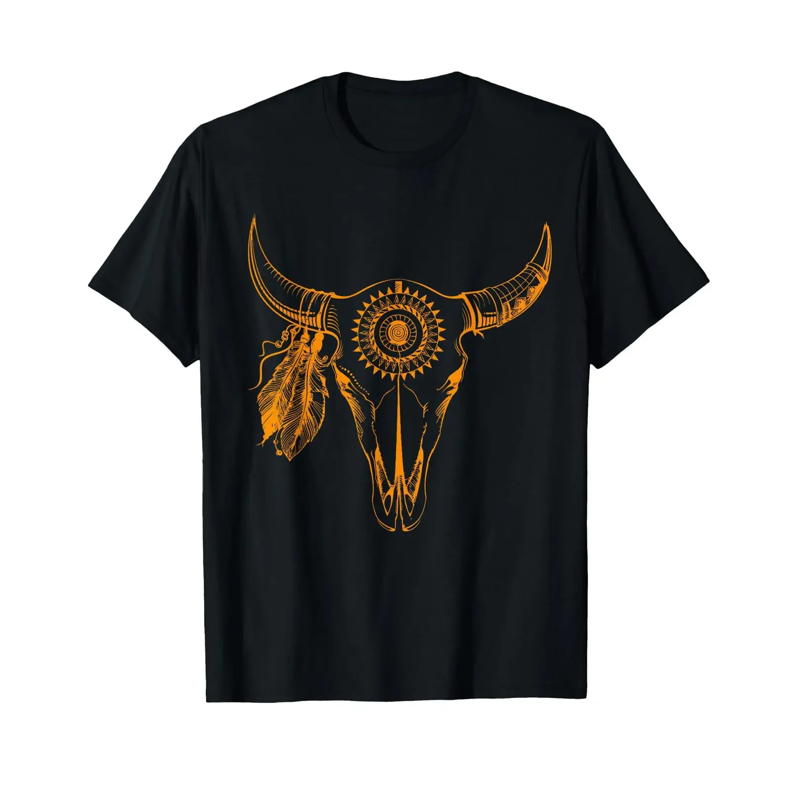 Bull Skull T Shirt Sacred black vintage Washed Soft Top For Everyday Wear Slightly Comfortable Breathable streetwear homme