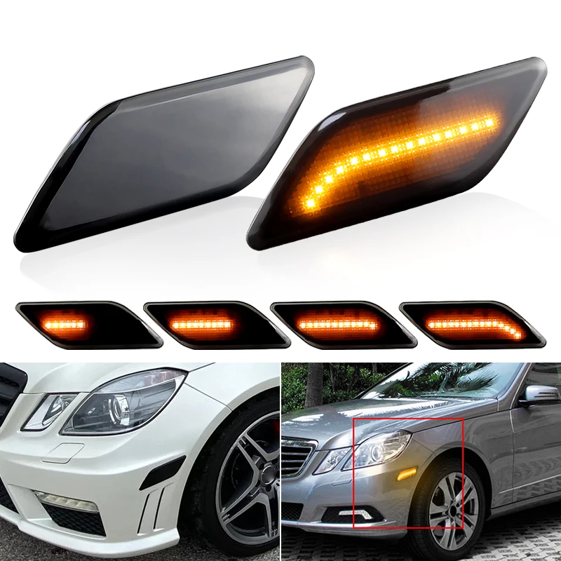 

Для Benz W212 E-Class E300 E350 E550 E63 AMG Sedan Wagon 2010-2013 Динамический передний бампер Светодиодные боковые габаритные огни указателя поворота