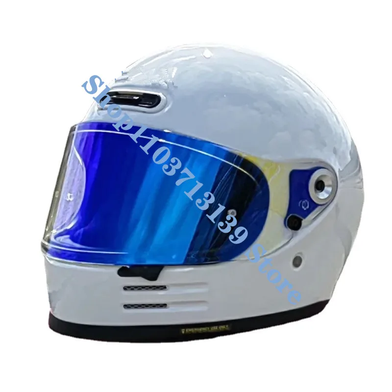 Glamster Glossy White Retro Full Face Helmet Cruise Leisure Motorcycle and Road Racing Protective Helmet