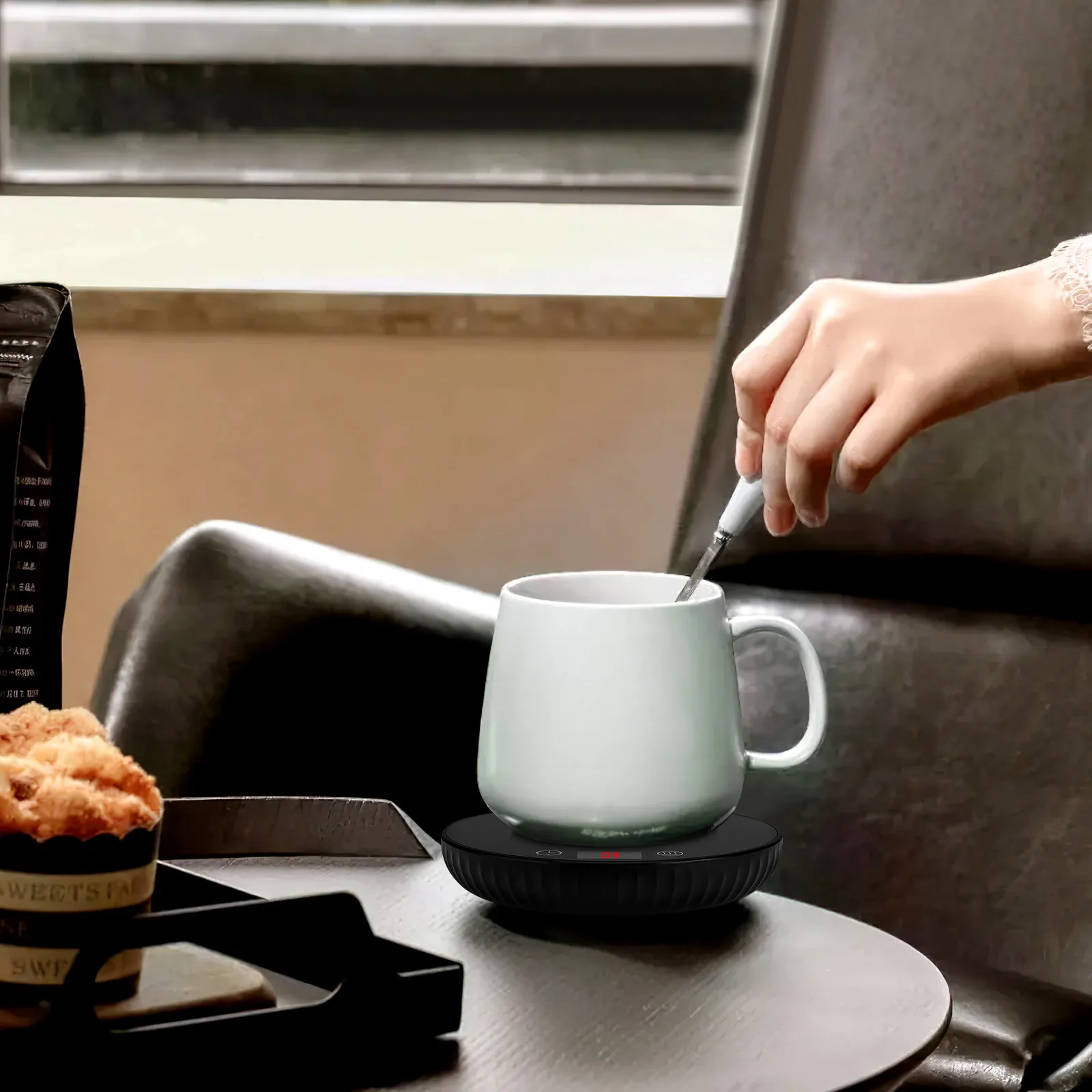 

Mug Warmer Electric Reusable Heating Coaster for Coffee Milk Beverages Compact Portable Desk Plug Mug Warmer