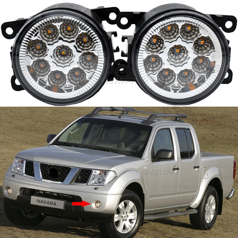 Car Styling for Nissan Navara NP300 D40 2004-2013 2014 2015 9-Pieces Led Fog Lights Lamp H11 Halogen Fog Lights DRL Accessories