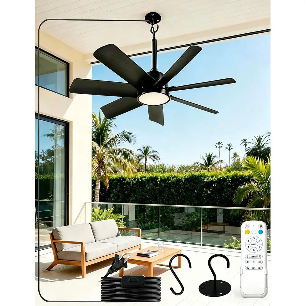 

28 Inch LED Dimmable Outdoor Gazebo Ceiling Fan with Light Kit and Remote Control, Suitable for Patio, Porch, or Garage