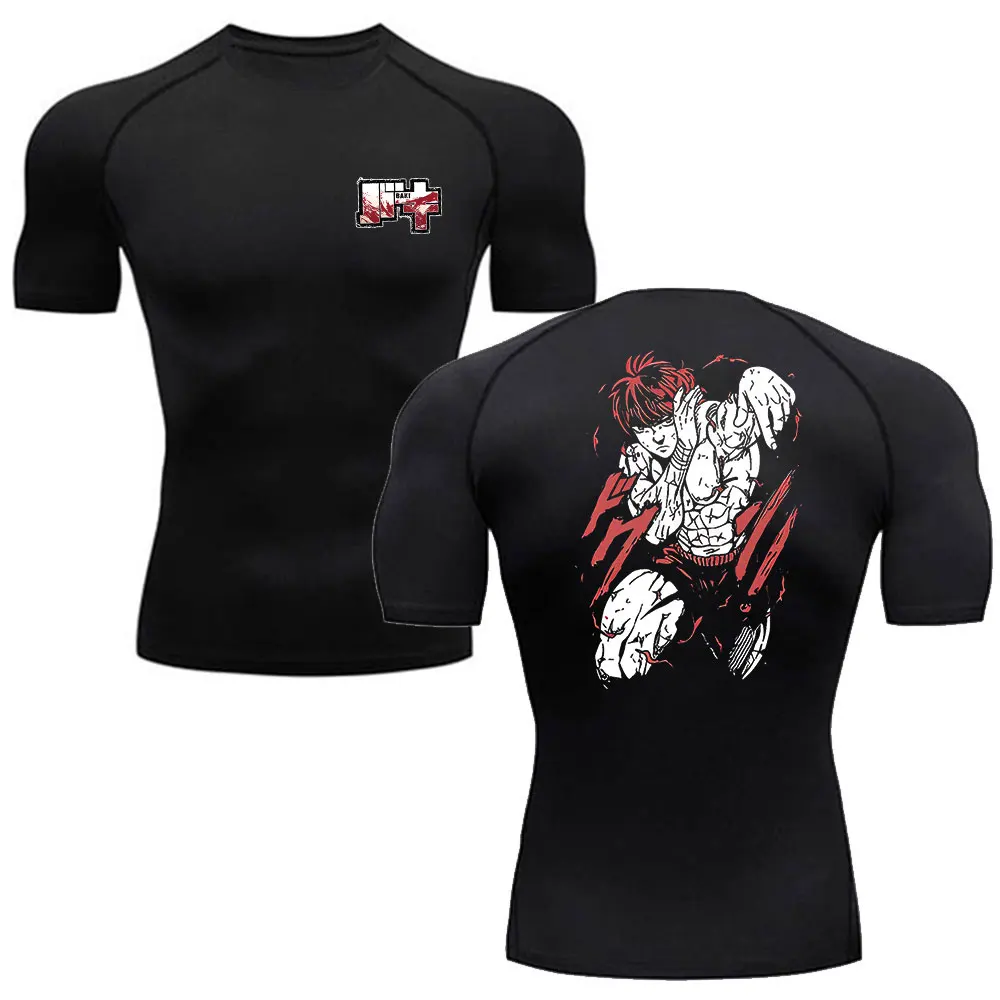 Camisetas de compresión con estampado de Anime Baki para hombre, camiseta atlética de secado rápido para gimnasio, entrenamiento, Fitness, correr,