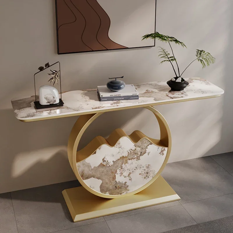 Consola de Tv, mesa de almacenamiento, muebles de entrada modernos de mármol para el hogar, juegos de habitaciones, centro de mármol de Metal, muebles de sala de estar de lujo