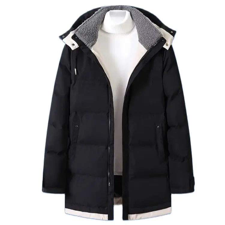 Cotton-padded men's coat, medium and long winter new hooded trend thickened warm cotton-padded jacket, winter down jacket