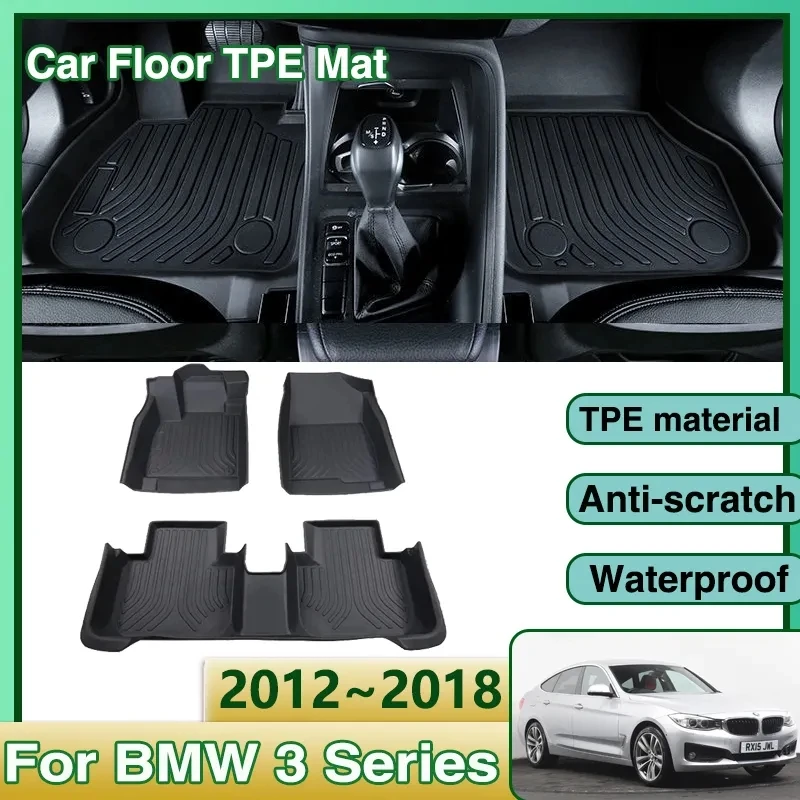 

Car Floor Mats For BMW 3 Series F34 2012~2018 2015 2016 TPE Waterproof Leather Mud Carpet Foot Pad Full Tappeto Auto Accessories