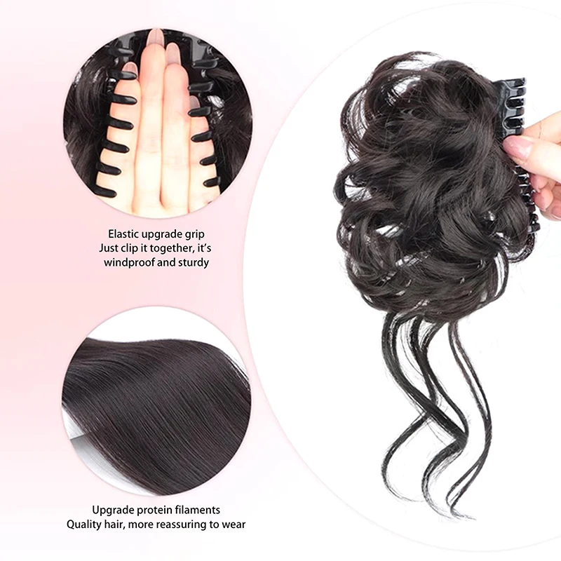 

Synthetic Messy Hair Bun Wig Clip Curly Elastic Hairpieces Chignon Hair Extensions Hair Pieces For Women Daily Wear