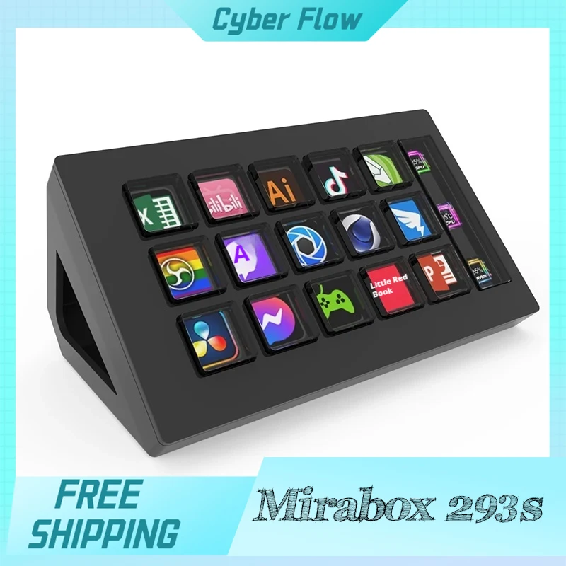 mirabox 293s streamdeck visual 15 teclas mini teclado lcd botao controlador de vida para win macos controlador de mesa personalizado 01