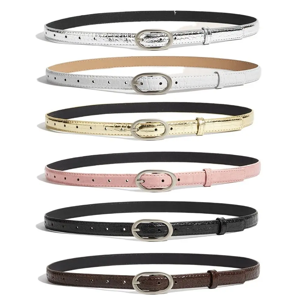 Fashion PU Leather Women's Belt Vintage Stylish and Simple Pin Buckle Belt All-Match Casual Thin Waistband Jeans