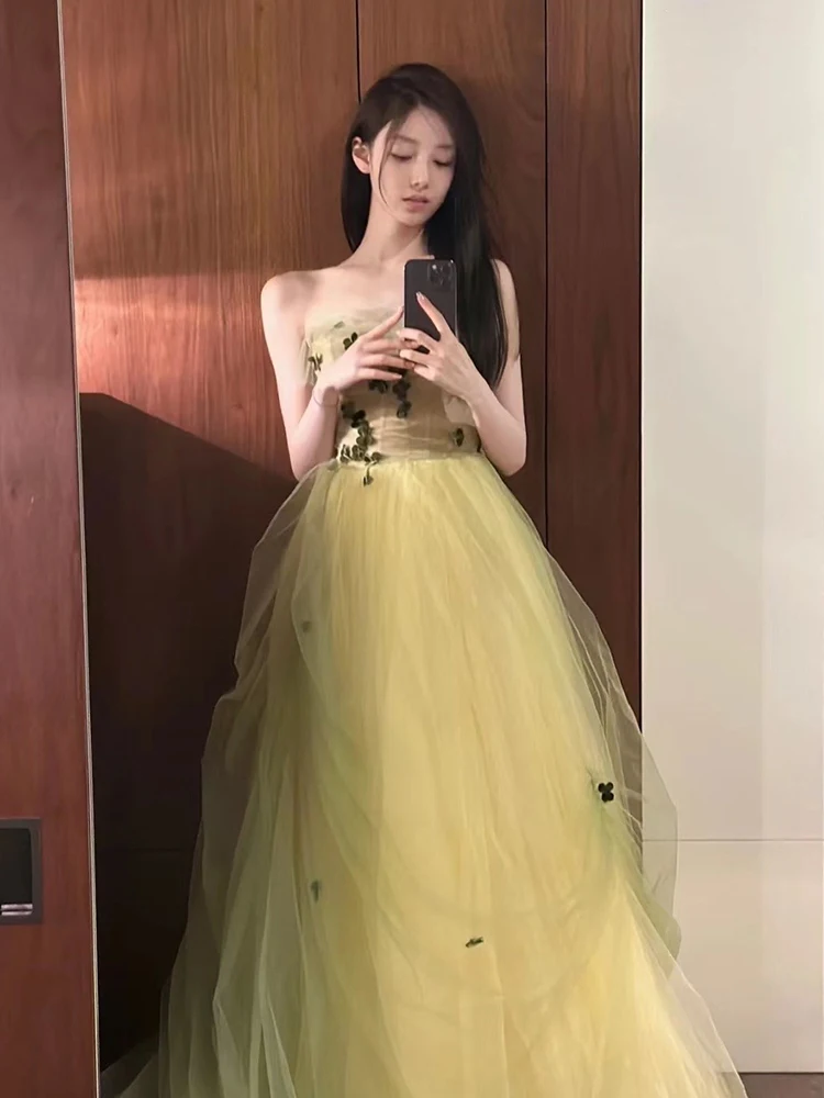

een Evening Gown Princ Sle Birthday Par Host Puffy Skirt Women's High-End Feeling Adult Ceremony Fairy T System