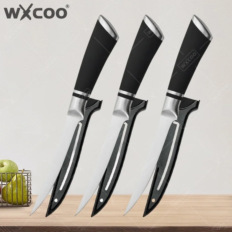 WXCOO Stainless Steel Fillet Knife Fish Knife Professional Japanese Boning Knife Non-Slip Cutting Meat Poultry Blade