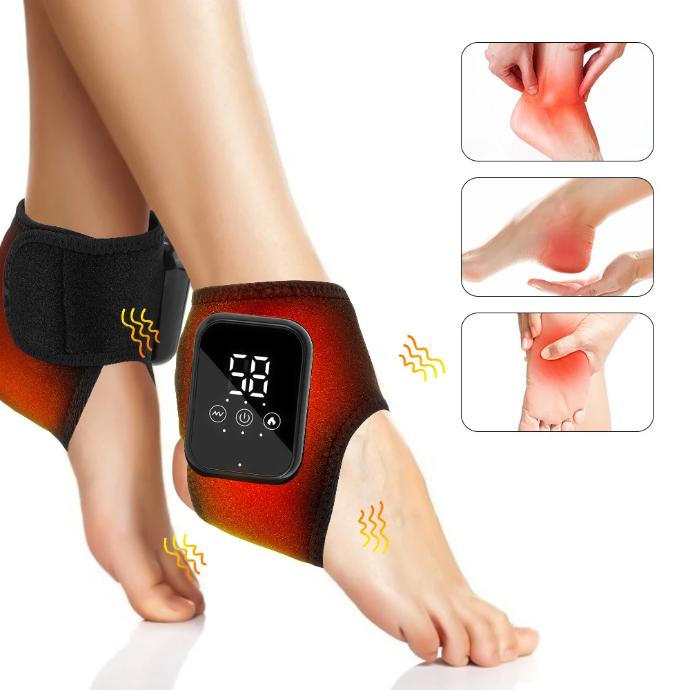 

Electric Heating Ankle Massager Achilles-Tendinitis Sports Fitness Foot Protector Heating Bracer Heath Care Ankle Massage Pad