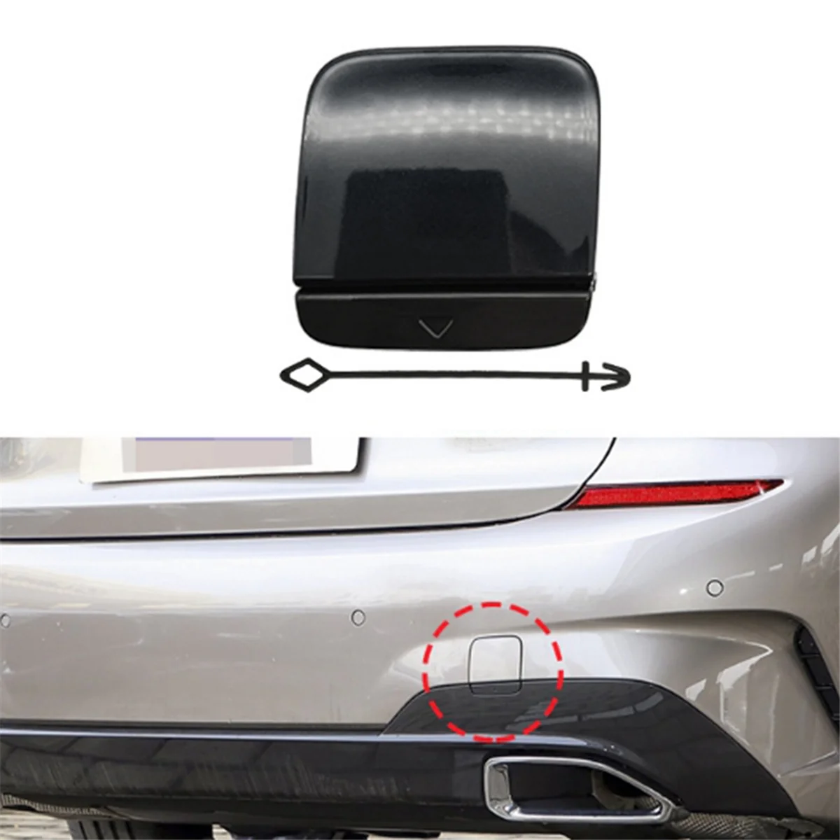 Car Rear Bumper Tow Hook Cover Cap Painted 51129448791 for BMW 3 Series G20 2020-2022 Black