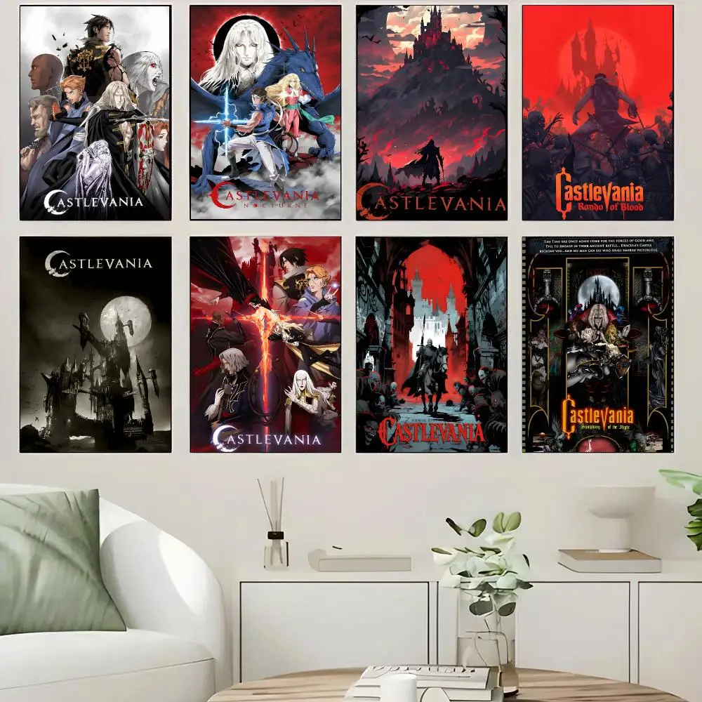 Castlevania Game Gothic Vampire Poster Self-adhesive Advanced Aesthetic Printing Paper Wall Art for Living Room Home Decor
