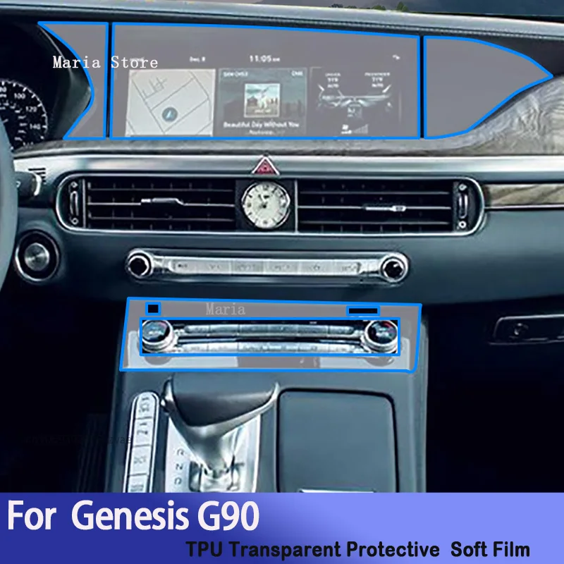 For Genesis G90（2019-2020）Car GPS Navigation Protective LCD  TPU Screen Protector Anti-Scratch Film Fitting PPF