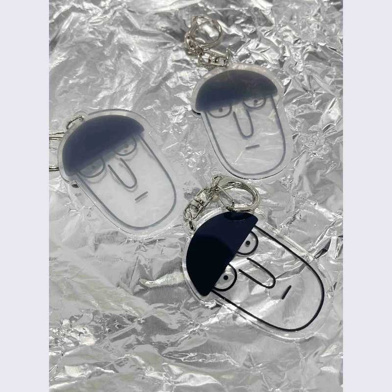 Game Kageyama Shigeo Keychain Doll Anime Acrylic Keyring Pendant for Gift