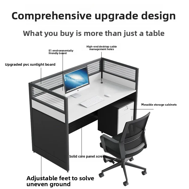 Office desk and chair combination, office staff screen workstation simple modern double four financial card seat computer desk