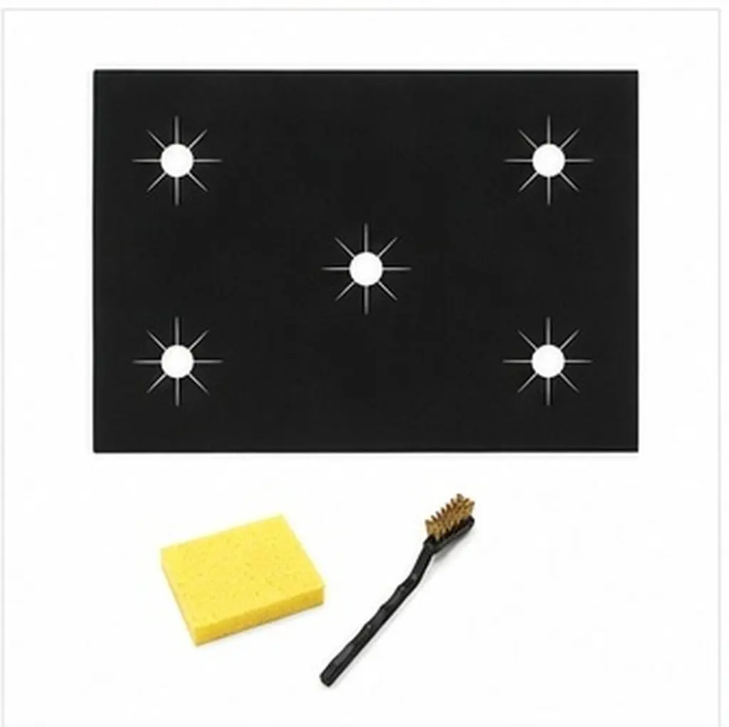 1Set Gas Stove Burner Protector Set with Pre-Cut Center Hole Reusable Stove Top Liner Covers and Cleaning Brush for Kitchen Gas