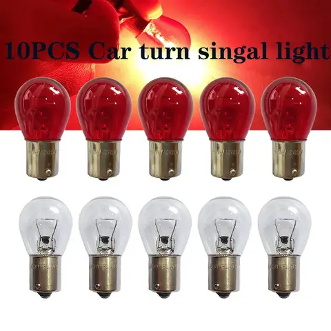 10Pcs S25 P21W P21/5W BAY15D BA15S 1156 1157 12V 21W 12V 21/5W Car Halogen Turn Singal Light Reverse Lamp Stop Bulb