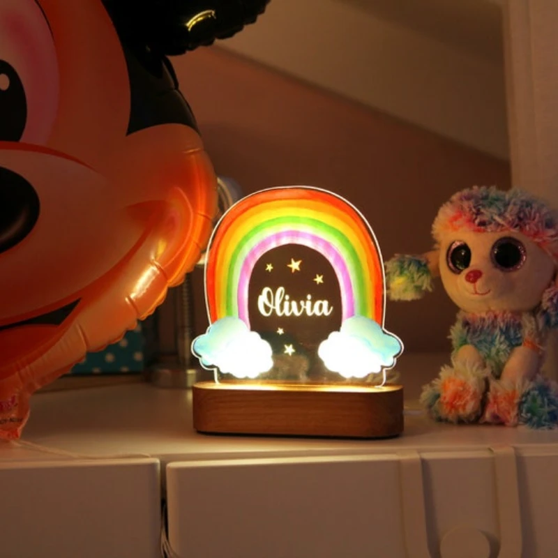 Rainbow Custom Name Night Light Newborn Light Up Gifts Baby Gift with Name made of acryli Decor Room Baby Announcement