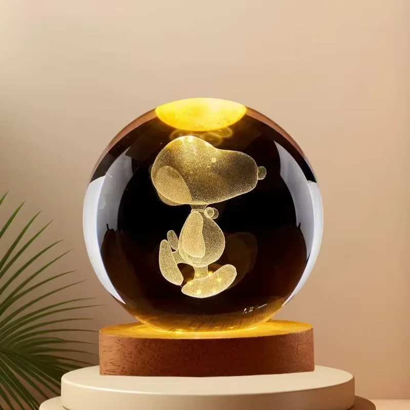 Snoopy Figure Model Crystal Ball Cartoon Anime Derivative Peripherals Home Decor Accessories Valentine’s Day Birthday Party Gift