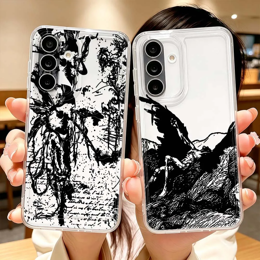 Art Fallen Angel Wings Phone Case For Samsung Galaxy A71 A57 A56 A55 A54 A53 A51 A17 A16 A07 A06 A05 Transparent Cover