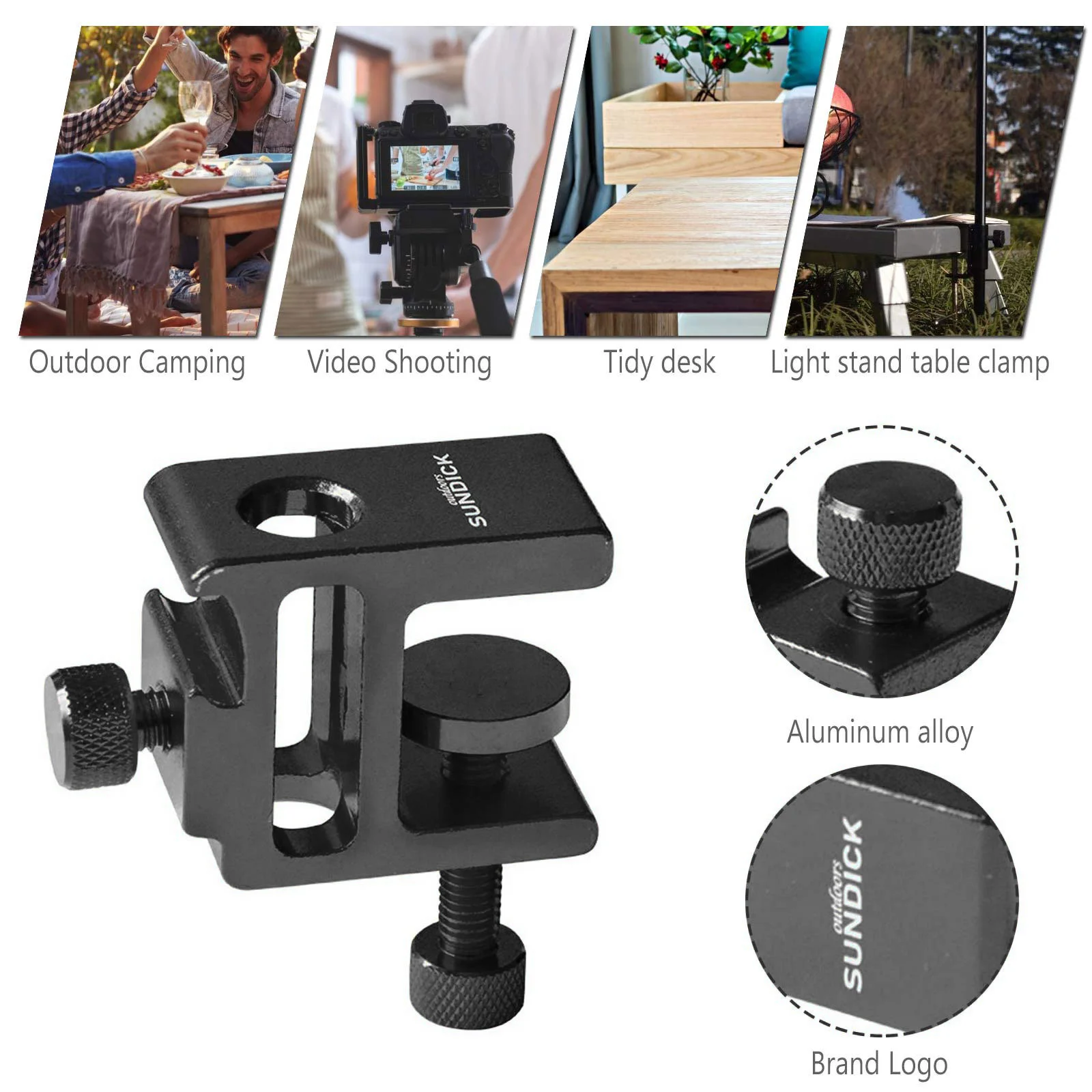 Aluminum Alloy Lantern Stand Clip Suitable for Diameter 10-12mm Table Mount Clamp Adjustable Height Camera Holder Clip for Table