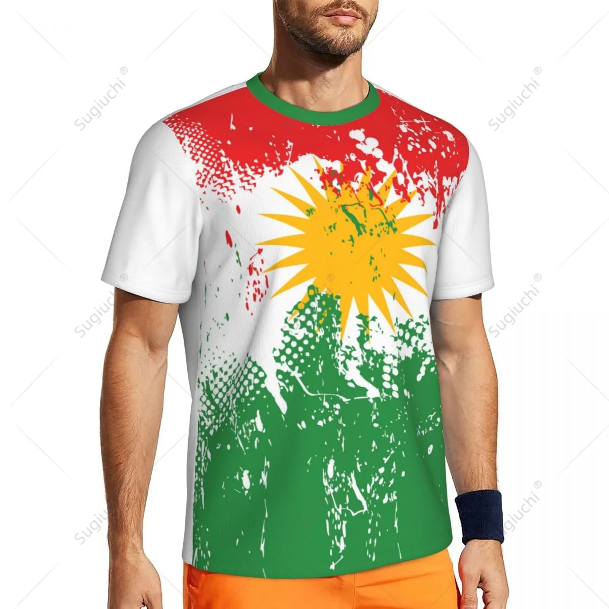 Exclusive design Kurdistan Flag Flag Grain 3D Printed Men For Running Bike Soccer Tennis Fitness Sports tshirt Mesh T-shirt