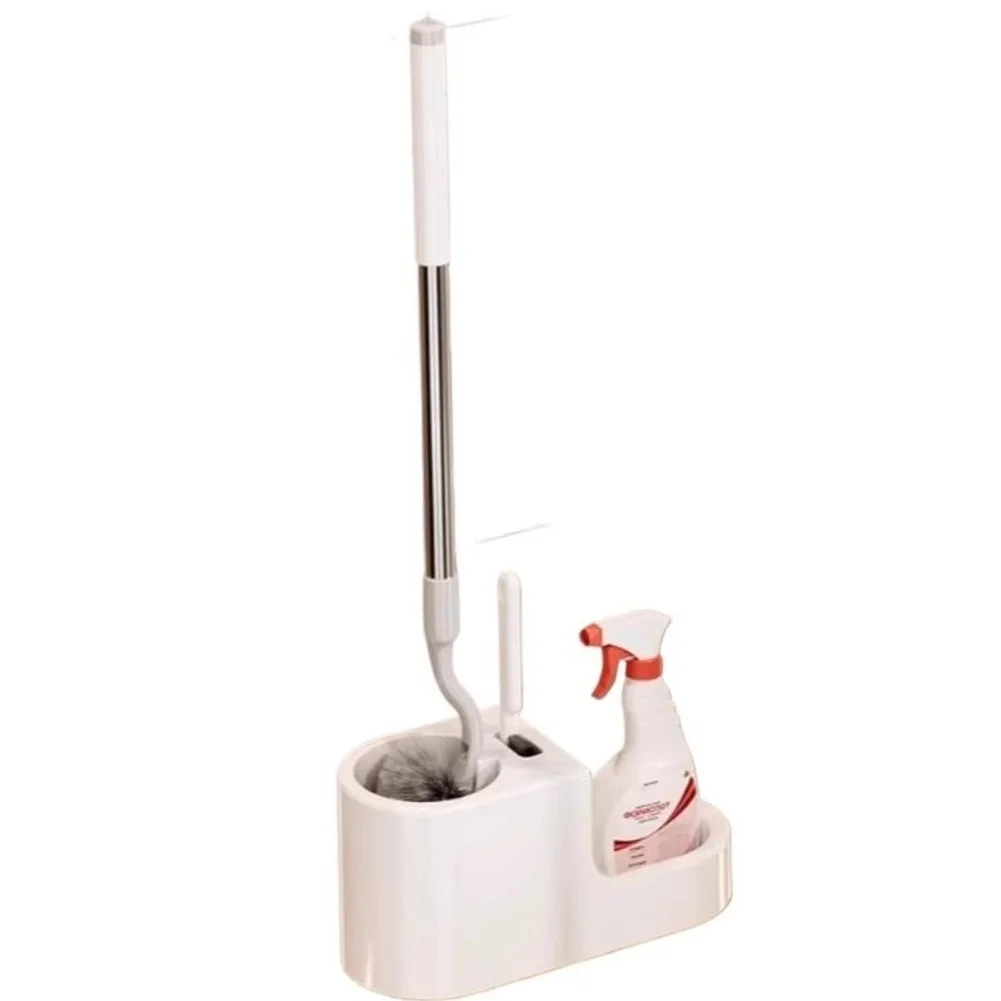 

Wall Mounted Stainless Steel Toilet Brush No Drilling 54cm Handle 13.5x11x12cm Size with Ventilated Drain Base