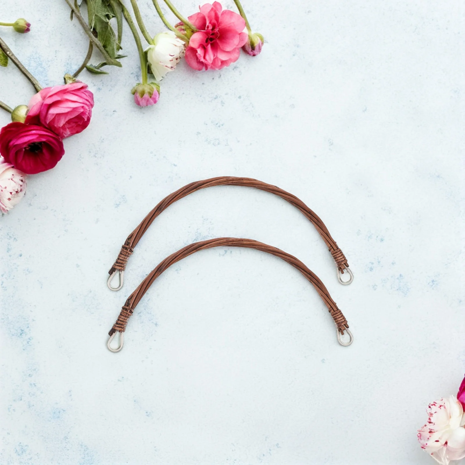 

4Pcs Rattan Basket Handles Replacement Comfortable Grip for Picnic and Storage Baskets Braided Repair DIY Craft 8.65x5.5inch