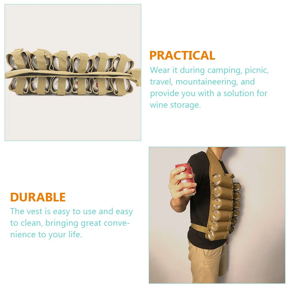 

Регулируемый жилет для напитков: многофункциональный держатель для пива и банок, удобный портативный контейнер для напитков для кемпинга и пикников