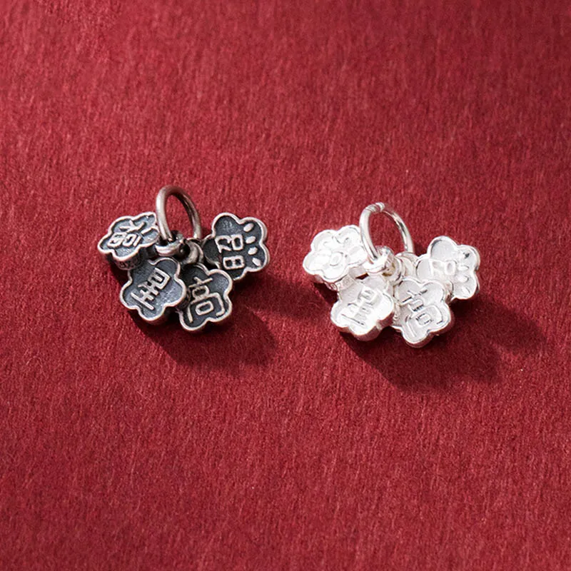 1pc/Lot 925 Sterling Silver Pretty Chinese Good Luck Flower Charms Earrings Dangles Lucky Silver Pendants DIY Jewelry Findings