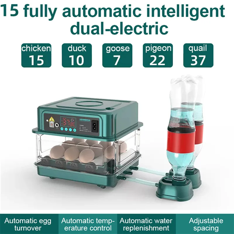 닭 거위 새 메추라기용 계란 인큐베이터, 자동 부화 장비, 부화장 도구, EU, US, UK 플러그, 9-15 개